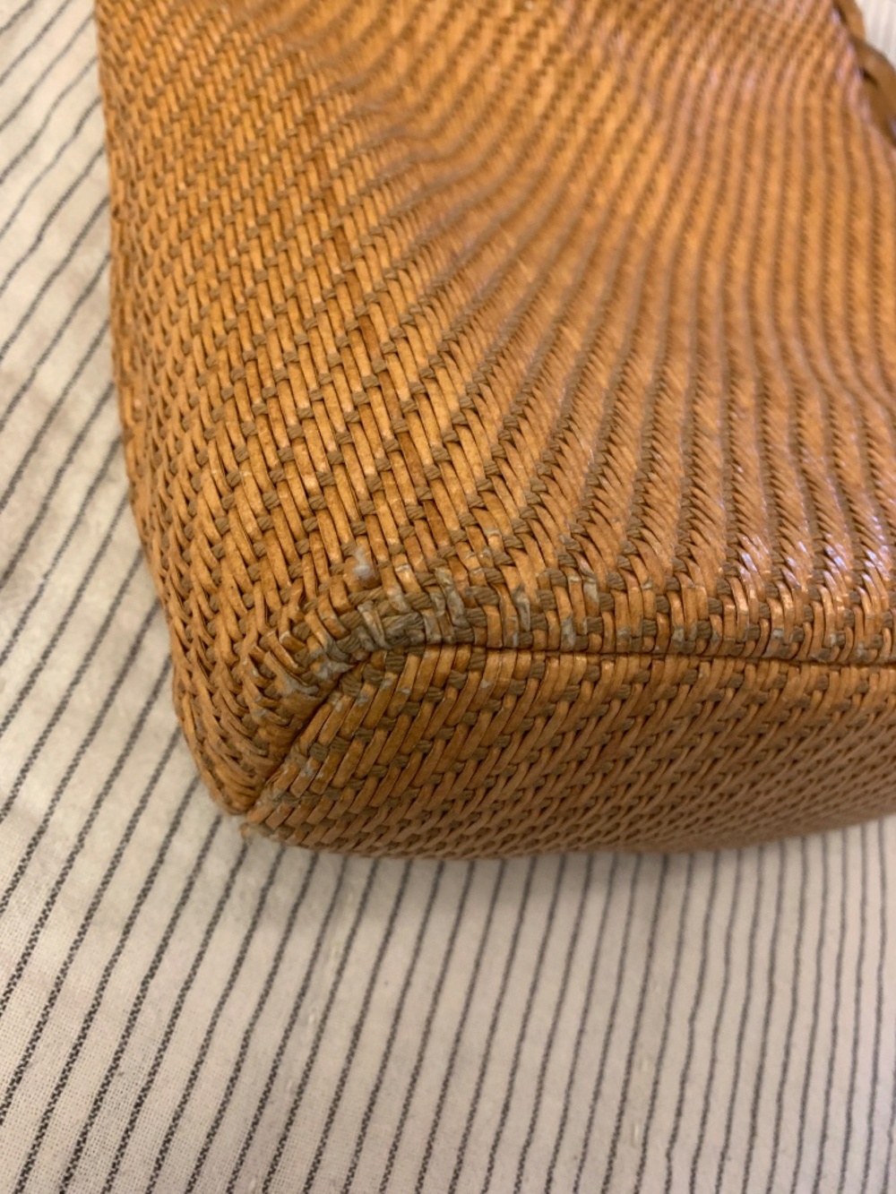 Fossil Vintage 75082 Straw Basketweave Crossbody Bag Tan Woven Boho Purse - Picture 8 of 16